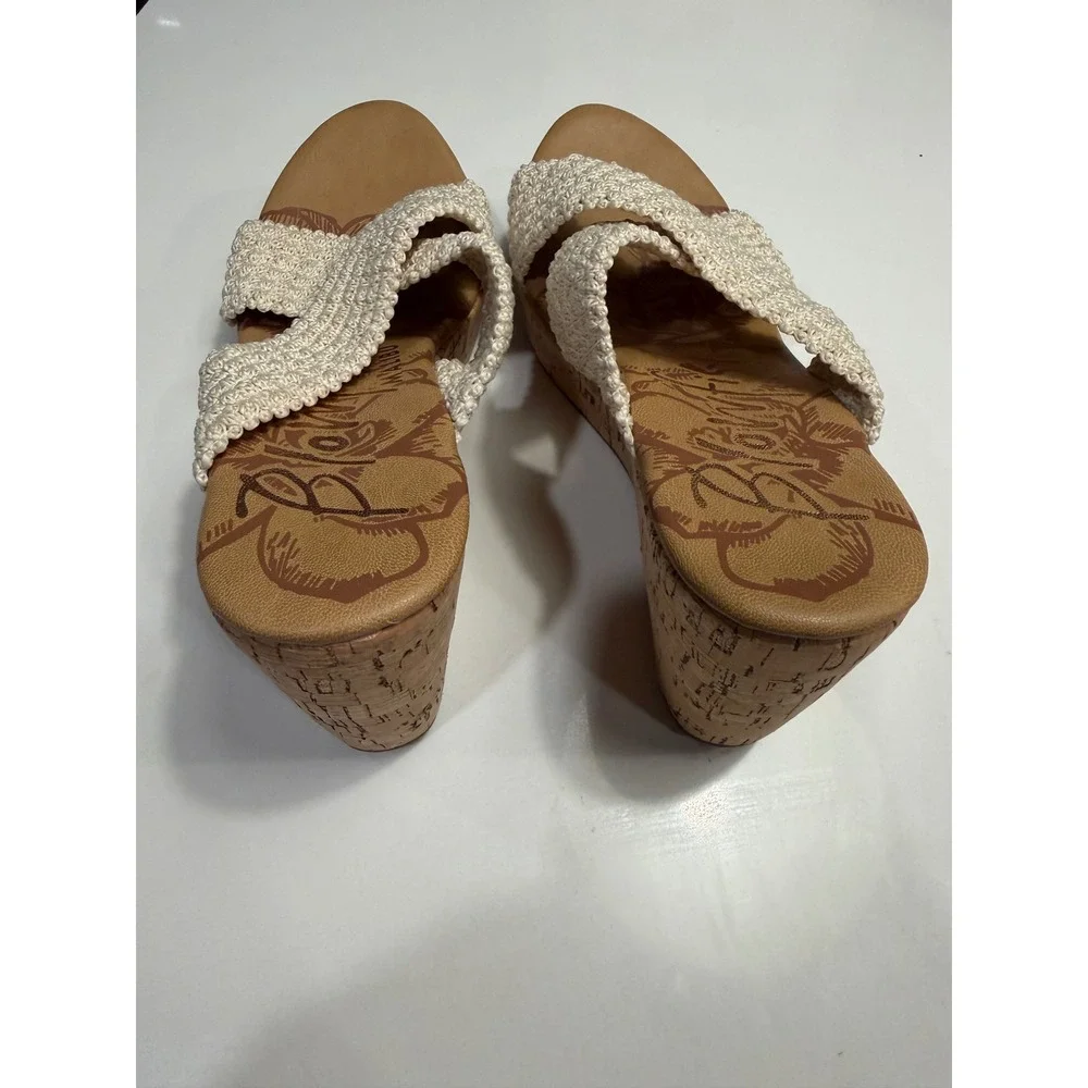 Blowfish Malibu Wedge Sandals Womens 7 Crochet Platform Ootie Cream Excellent